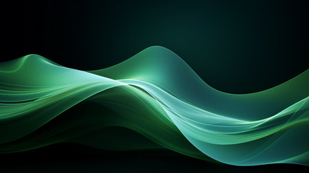 abstract green waves on black background. vector illustration. eps10の素材