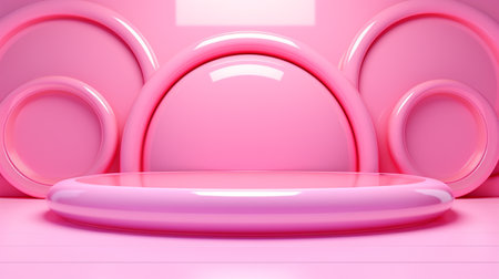 Abstract minimal scene with geometrical forms. Pink podium. 3d renderの素材