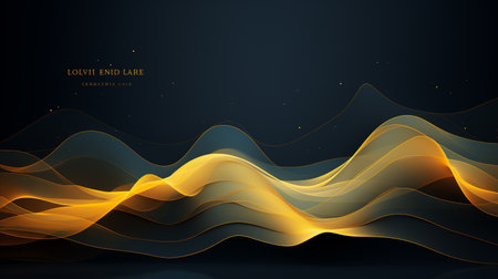 Abstract gold wave on dark background. Vector illustration for your design.の素材