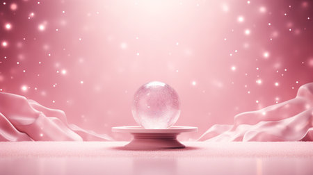 Magic crystal ball on a pink background. 3d rendering, 3d illustration.の素材
