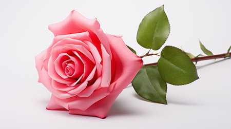 Beautiful pink rose on white background, valentine's dayの素材