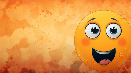 3d illustration of happy emoticon over grunge background with stainsの素材