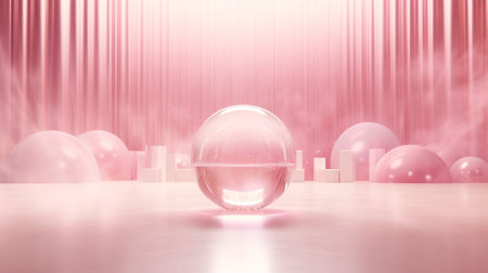 3d rendering of a crystal ball in front of a pink backgroundの素材