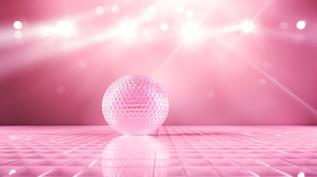 Golf ball on a pink background with spotlights. 3d renderingの素材