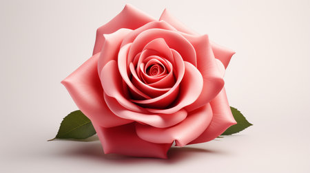 Beautiful red rose on white background. 3d render illustration.の素材
