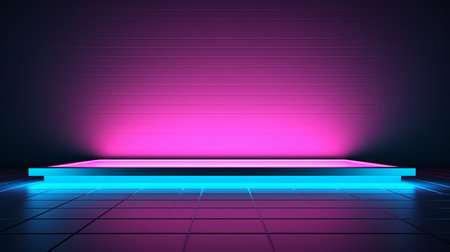 3d render, abstract background, empty podium, neon light, ultravioletの素材