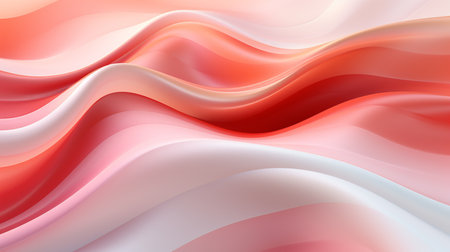 abstract background with smooth wavy lines in red and white colorsの素材