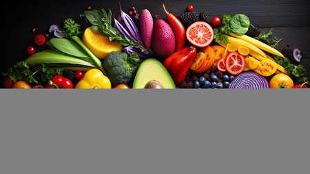 Healthy food background. Vegetables, fruits and other foodstuffs.の素材
