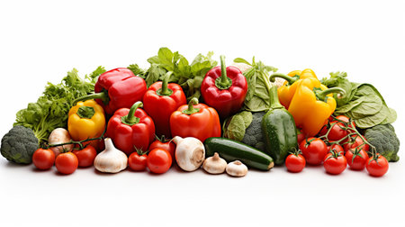 Fresh vegetables isolated on white background. Healthy food. Dieting concept.の素材