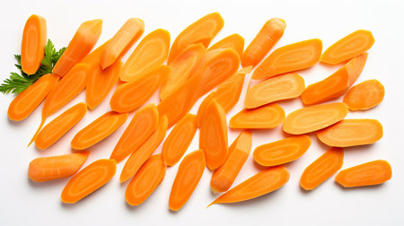 Sliced carrot on white background, close-up, top viewの素材