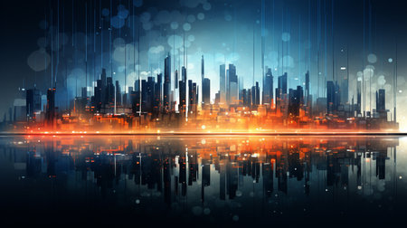 Abstract futuristic city background. Futuristic cityscape. Vector illustration.の素材