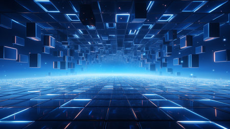 3d render of abstract digital technology background. Futuristic interface.の素材