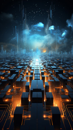 Futuristic technological background, 3d rendering, computer digital imageの素材