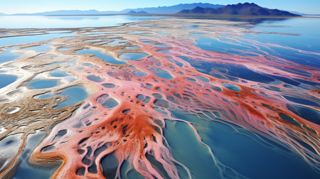 colorful lake in the highlands of Argentina, South America.の素材