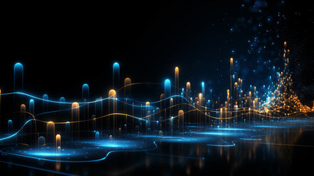Abstract technology background with glowing lines and bokeh. 3d renderingの素材