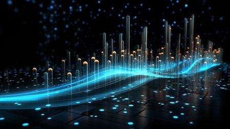 Futuristic technology abstract background with glowing lines. 3d renderingの素材