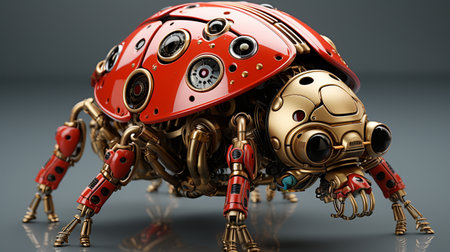 3d render of robot on a dark background. 3d illustration.の素材