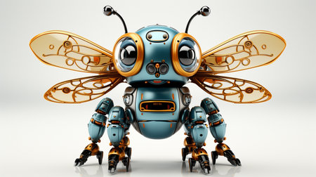 3d rendering of a robot with wings on a white background.の素材
