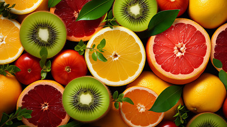 Variety of citrus fruit including lemons, lines, grapefruits and oranges.の素材