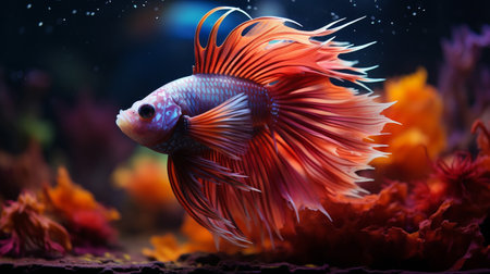 Siamese fighting fish in aquarium. Colorful betta fish.の素材