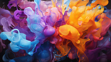 Colorful ink in water. Ink swirling in water. Abstract backgroundの素材