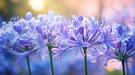 Beautiful lily of the Nile (Agapanthus africanus).の素材