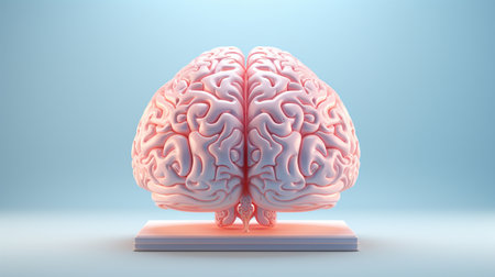 Human brain model on a pedestal. 3D rendering, 3D illustration.の素材