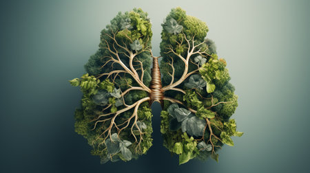 Human lungs with tree roots. 3d illustration, 3d renderの素材
