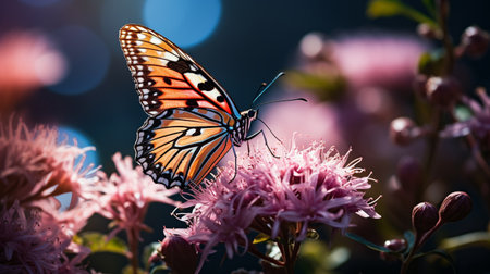 Butterfly on a pink flower. Beautiful butterfly on a flower.の素材