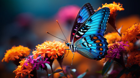 butterfly on flower in the garden,colorful butterfly on flowerの素材