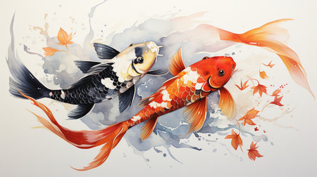 Koi fish in watercolor style. Illustration for your designの素材