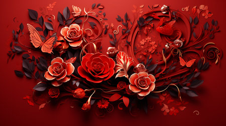 Valentine's day background with red roses. Vector illustration.の素材
