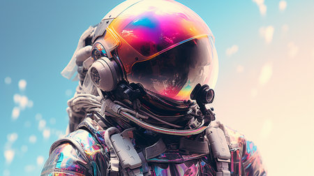 Astronaut in spacesuit and helmet. Mixed media. Mixed mediaの素材
