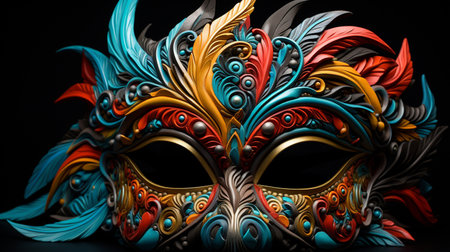 Masks with the theatre concept on black background. 3d illustration.の素材