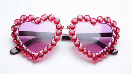 sunglasses with heart shaped glasses on white background, valentine's dayの素材