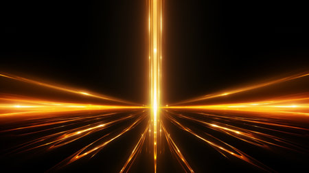 abstract 3d illustration of speed motion with glowing lines and particlesの素材