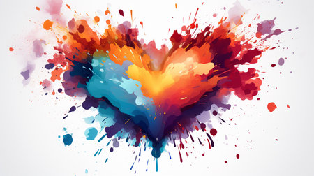 Heart made of watercolor splashes. Colorful vector illustration.の素材