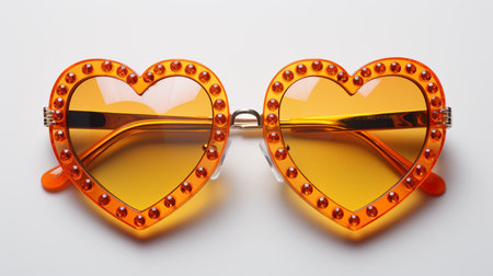 Retro sunglasses with heart shaped frame isolated on a white background.の素材