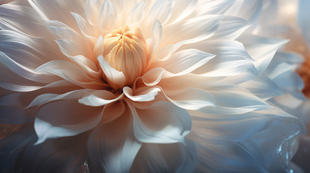 Beautiful white dahlia flower close-up macro photography.の素材