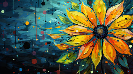 Abstract colorful background with sunflower and bokeh. Vector illustration.の素材