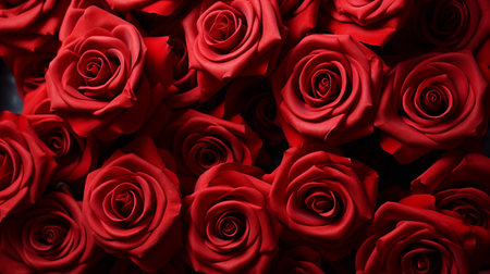 Red roses background. Close-up of a bunch of red roses.の素材
