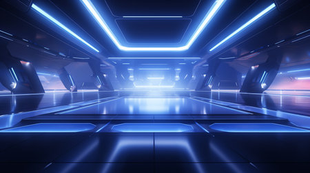 3D rendering of Futuristic Sci-Fi Spaceship Interior.の素材