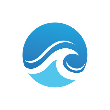 Wave logo. Graphic symbols of ocean or flowing sea water stylized for business identity vector. Illustration water wave logo for business emblem companyのイラスト素材