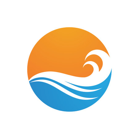 Wave logo. Graphic symbols of ocean or flowing sea water stylized for business identity vector. Illustration water wave logo for business emblem companyのイラスト素材