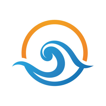 Wave logo. Graphic symbols of ocean or flowing sea water stylized for business identity vector. Illustration water wave logo for business emblem companyのイラスト素材