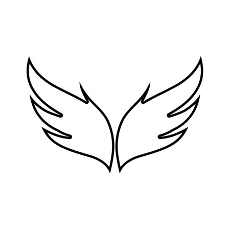 A stylized pair of wings in a black and white logo design.のイラスト素材