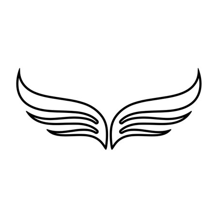 A stylized pair of wings in a black and white logo design.のイラスト素材
