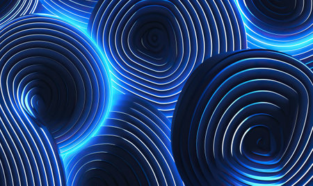 Abstract background with blue neon lines. 3d rendering, 3d illustration.の素材