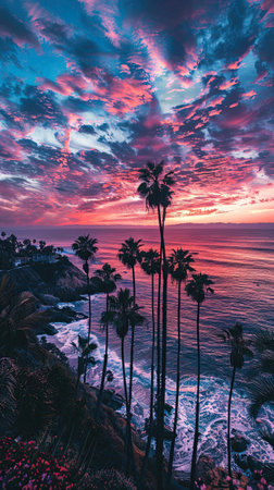 A serene row of pink lotus flowers reflecting on calm water. Generate AIの素材