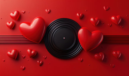 A 3D red and white abstract background with a heart centerpiece. generate AIの素材